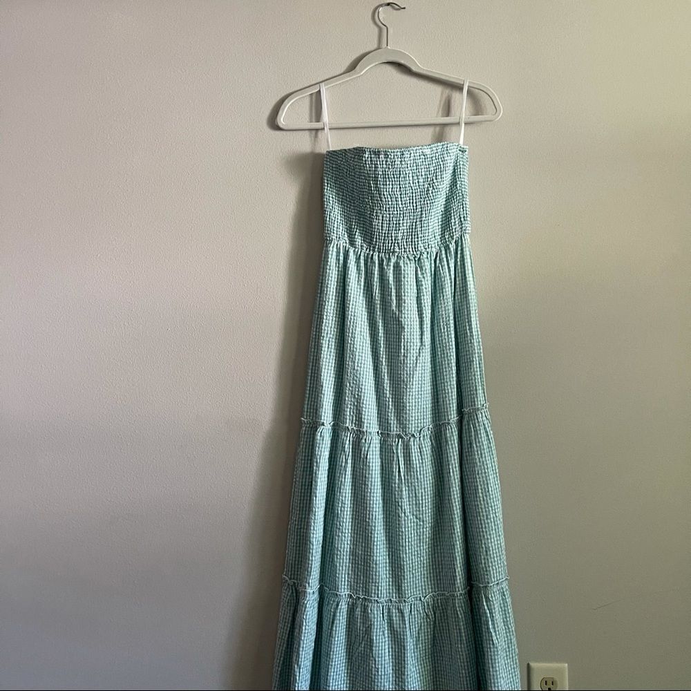 NWT Sim and Sam teal and white checkerd maxi dress size small